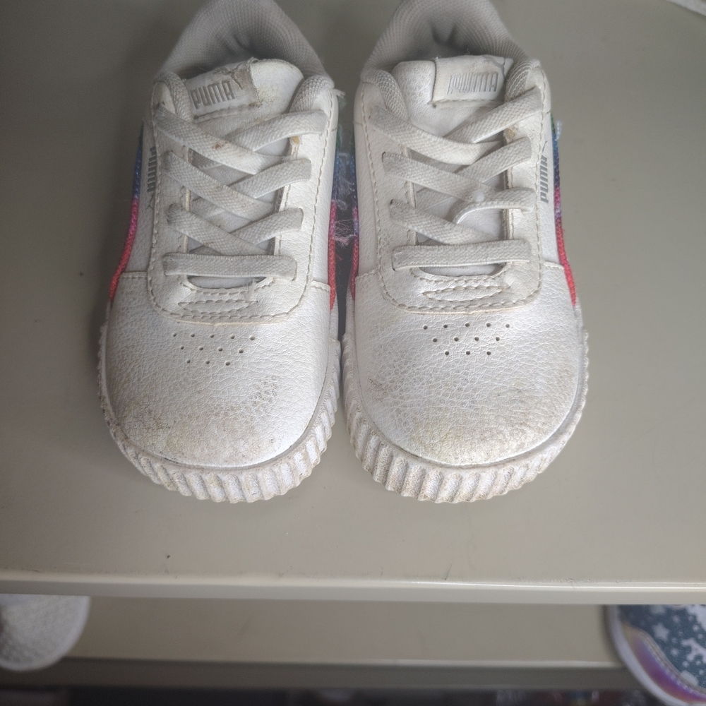 Puma Kids White and Pink Sneakers